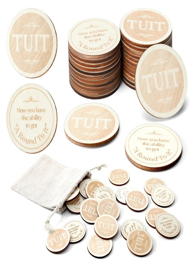 Sonwyoung 24 Pcs Wood Round Tuit 1.5 Inch Polished Wooden Tokens with Bag When You Get a Round to It for Colleague Family - Image 1